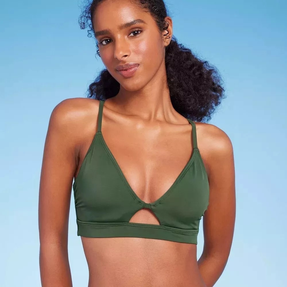 NEW Shade & Shore Green Keyhole Bikini Top 34B